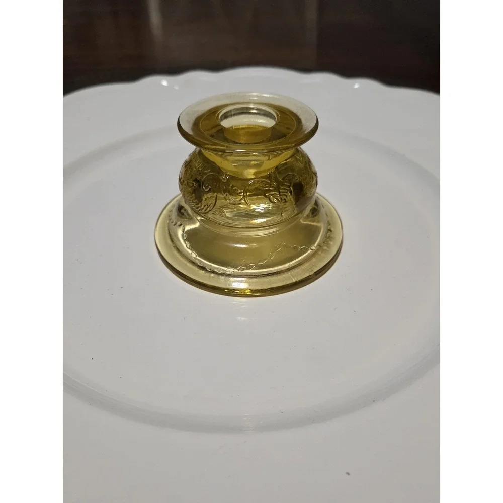vintage amber depression glass candlestick holder 